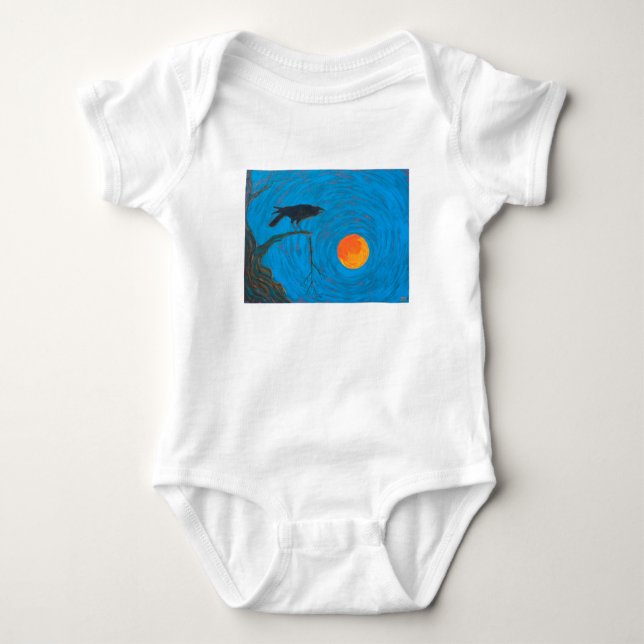 Raven and Full Moon Baby Strampler (Vorderseite)