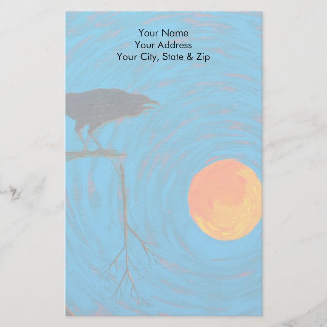 Raven and Full Moon Briefpapier (Vorderseite)
