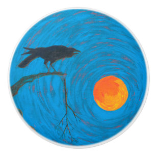 Raven and Full Moon Keramikknauf