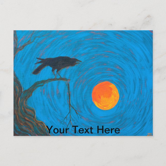 Raven and Full Moon Postkarte (Vorderseite)