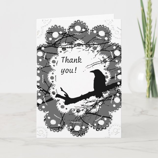 Raven and Lace Gothic Card Dankeskarte (Vorderseite)