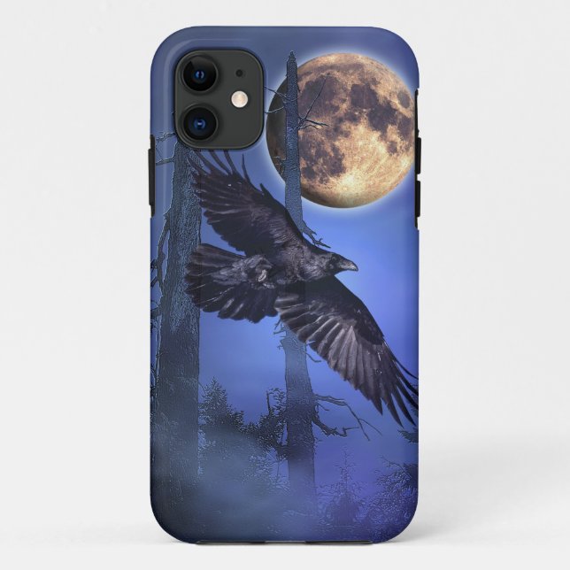 Raven and Moon Fantasy Wildlife iPhone Case (Rückseite)
