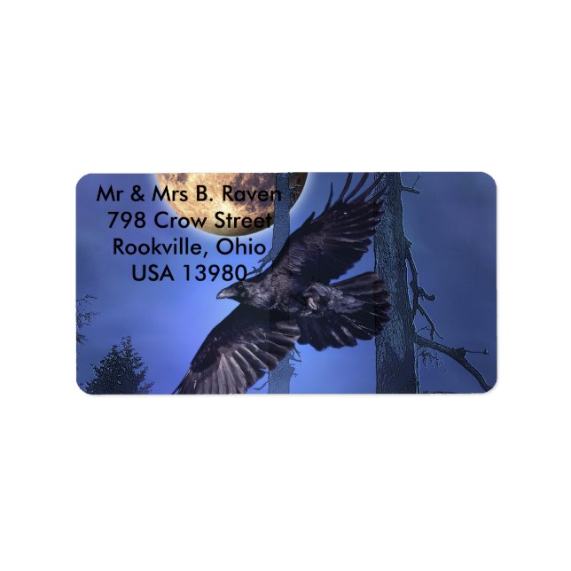 Raven and Moon Labels Adressaufkleber (Vorne)