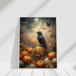 Raven and Pumpkin Forest - Dunkle Herbstmühle Poster