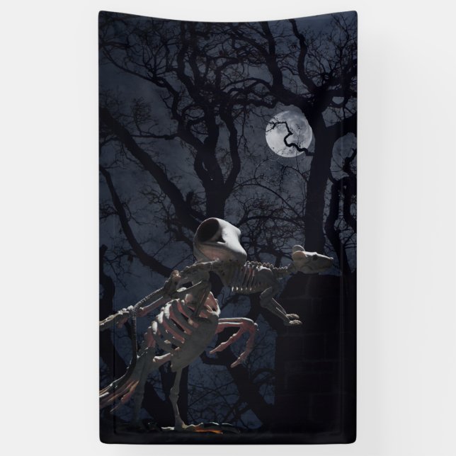 Raven and Rat Skeleton in Moonlight Banner (Vertikal)