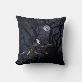 Raven and Rat Skeleton in Moonlight Kissen