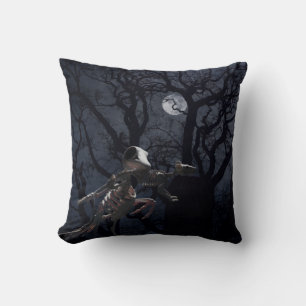 Raven and Rat Skeleton in Moonlight Kissen