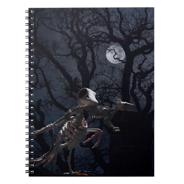 Raven and Rat Skeleton in Moonlight Notizblock (Vorderseite)