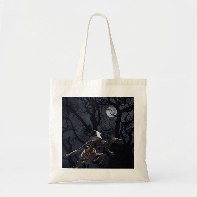 Raven and Rat Skeleton in Moonlight Tragetasche (Vorne)