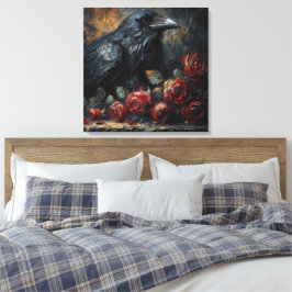 Raven and Red Roses Gothic Art Leinwanddruck
