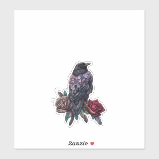 Raven and Roses Beautiful  Aufkleber (Blatt)