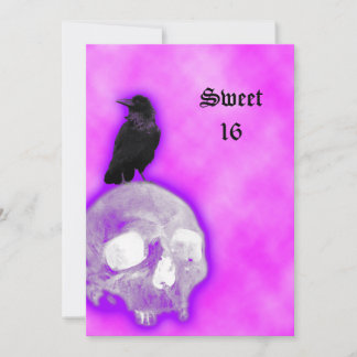 Raven and Skull Goth Fantasy Sweet 16 Birthday Einladung