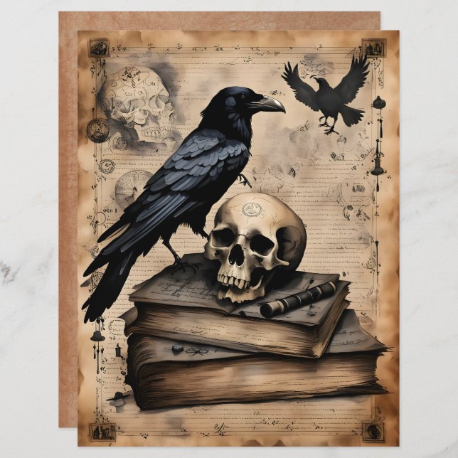 Raven and Skull Magic Scrapbook Paper (Vorne/Hinten)