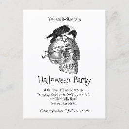 Raven and Skull nie mehr Halloween-Party Einladungspostkarte
