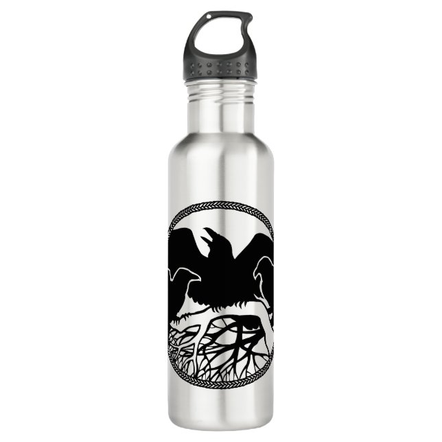 Raven Art Cool Crow Art Sport Flasche Trinkflasche (Vorderseite)