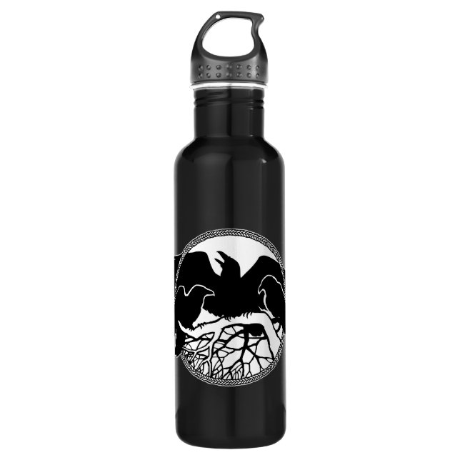 Raven Art Cool Crow Art Sport Flasche Trinkflasche (Vorderseite)