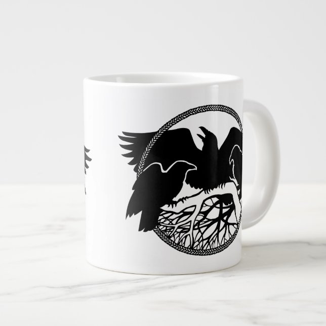 Raven Art Jumbo Tasse Coole Crow Art Cups & Tasse (Vorderseite Rechts)