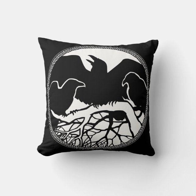 Raven Art Pillows First Nations Wildlife Pillows Kissen (Vorderseite)