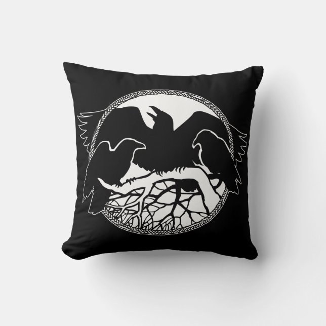 Raven Art Pillows First Nations Wildlife Pillows Kissen (Vorderseite)