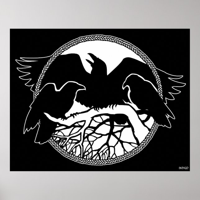 Raven Art Posters Native Wildlife Art Prints Deco Poster (Vorne)
