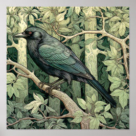 Raven Art Print, Black Bird, Animal Art Poster