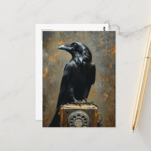 Raven auf dem Telefon Postkarte