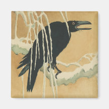 Raven auf einer Vintagen Winterdarstellung in eine