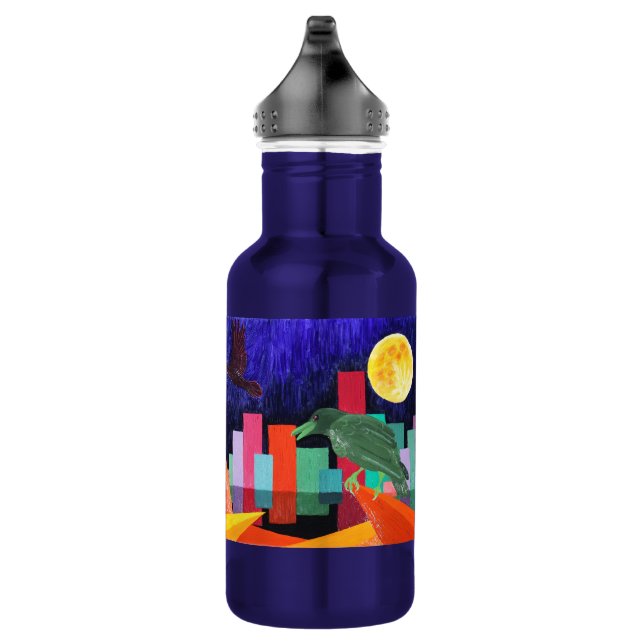 Raven begehrt den Mond Edelstahlflasche (Rechts)