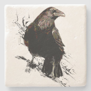 Raven Bird Art Collection Steinuntersetzer