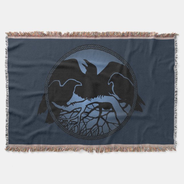 Raven Bird Blanket Spirit Animals Throw Blankes Decke (Vorderseite)