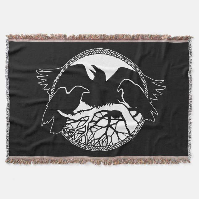 Raven Bird Blanket Spirit Animals Throw Blankes Decke (Vorderseite)