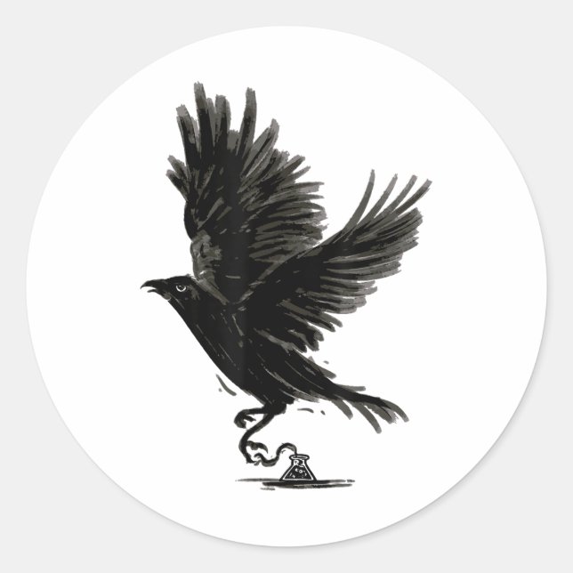Raven Bird Crow Tattoo _1 Runder Aufkleber (Vorderseite)