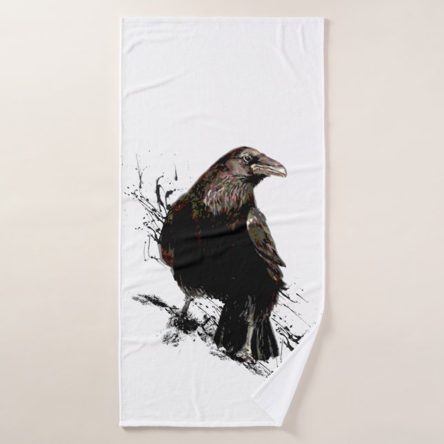 Raven Bird Grafische Kunst, Dichtung und Musik Badehandtuch (Badehandtuch)