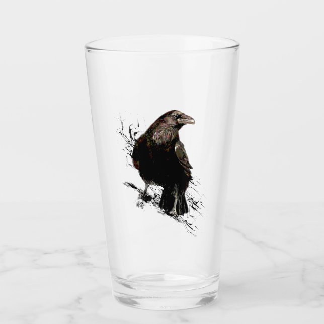 Raven Bird Grafische Kunst, Dichtung und Musik Glas (Vorderseite)