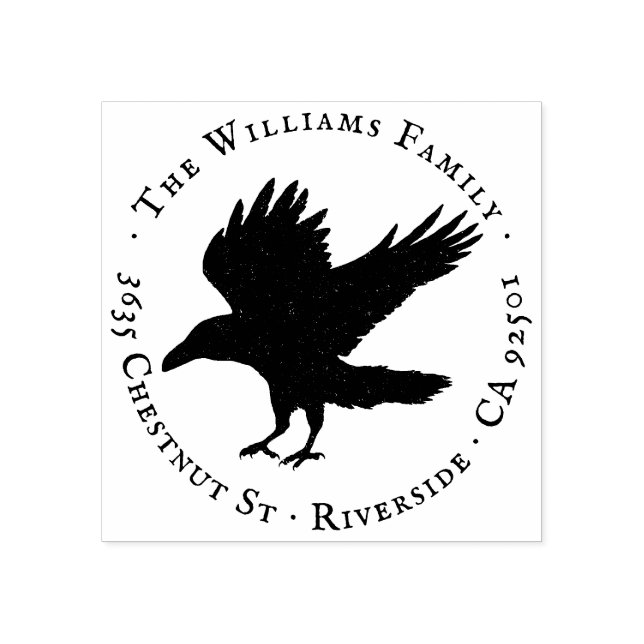 Raven Bird Grunge Self Incentive Rücksendeadresse Gummistempel (Prägung)