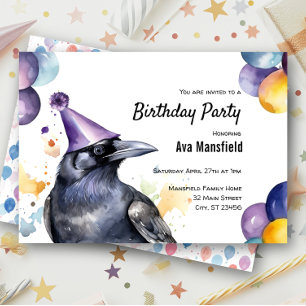Raven Black Bird Crow Dark Mystical Birthday Party Einladung