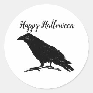 Raven Black Bird Halloween Spooky Malerei Art Runder Aufkleber