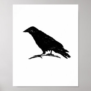 Raven Black Bird Spooky Halloween Malerei Poster