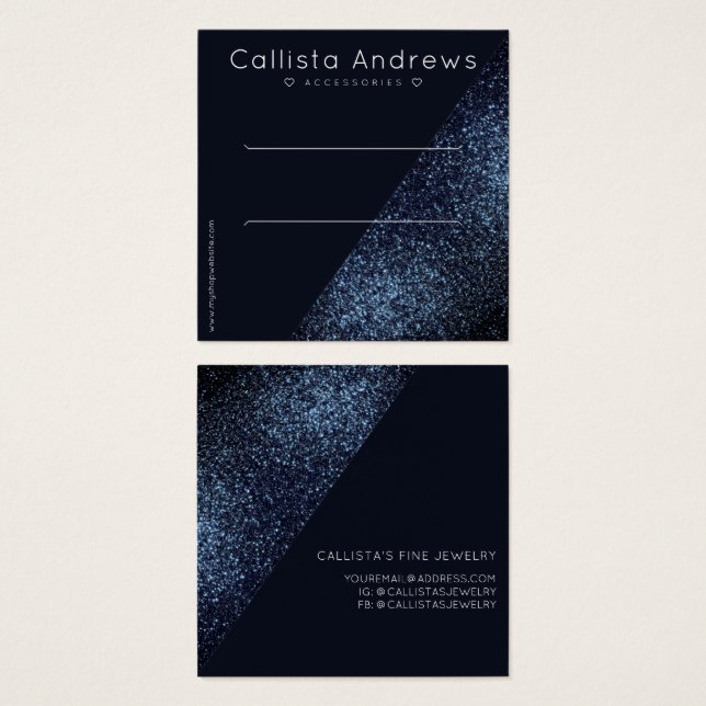 Raven Black Glitzer Geo Heart Hair Clip Display (Vorne & Hinten)