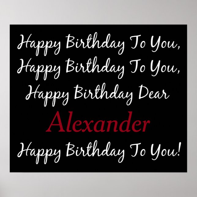 Raven Black und White Birthday Song Personalisiert Poster (Vorne)