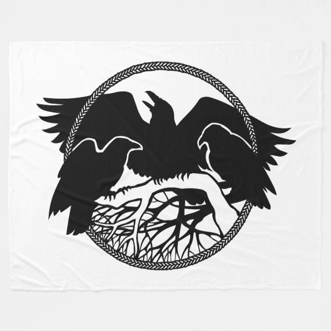Raven Blanket Native Spirit Animal Fleece Blanket (Vorderseite (Horizontal))