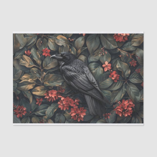 Raven Botanic Blume Decoupage Seidenpapier (Vorderseite)