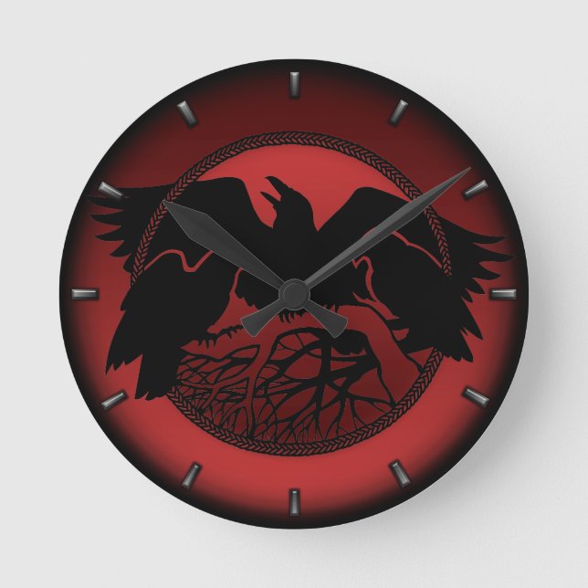 Raven Clock Native Raven Art Wall Clock Bird Gift Runde Wanduhr (Vorderseite)