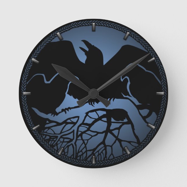 Raven Clock Native Raven Art Wall Runde Wanduhr (Vorderseite)