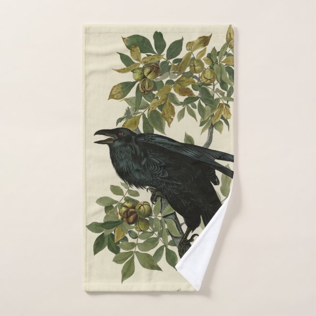 Raven (Common Raven) von Audubon Birds of America Badhandtuch Set (Handtuch)
