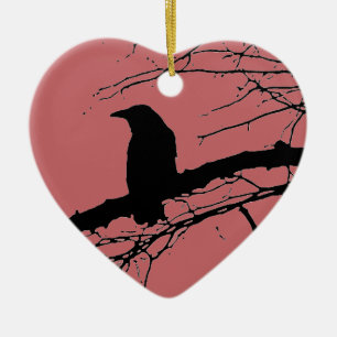 Raven Cracked Heart Keramikornament