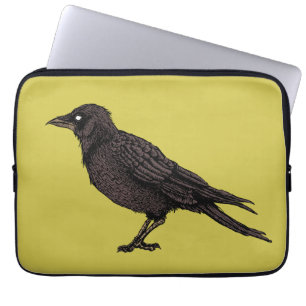 Raven Creepy Crow Bright Gothic Ink Art Laptopschutzhülle