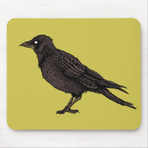 Raven Creepy Crow Bright Gothic Ink Art Mousepad