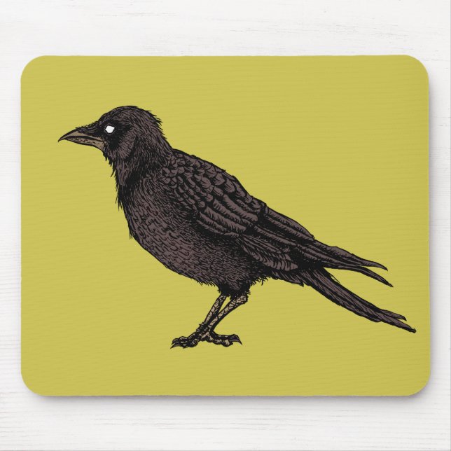 Raven Creepy Crow Bright Gothic Ink Art Mousepad (Vorne)