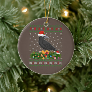 Raven Crow Bird Lover Xmas Weihnachtsmannmütze Ugl Keramik Ornament